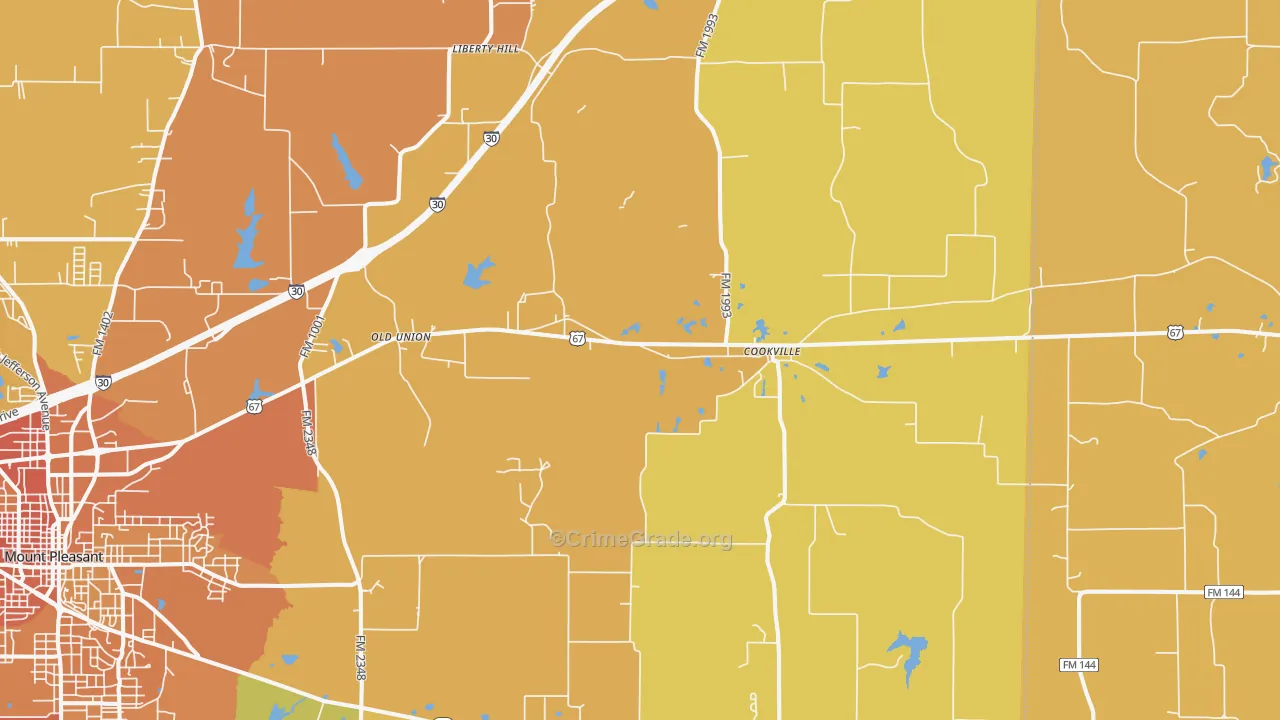 Cookville, TX Map of Murder Rates