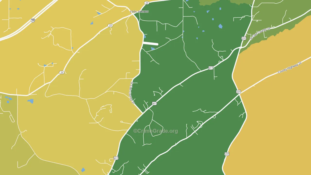 Cool Springs, AL Map of Murder Rates