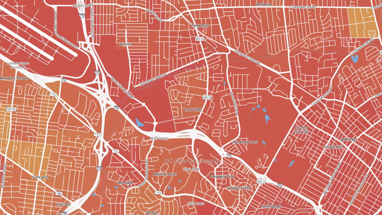 Cool Valley, MO Map of Murder Rates