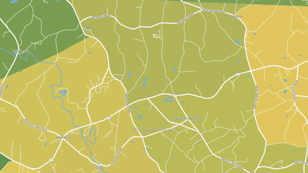 Cooley Springs, SC Map of Murder Rates