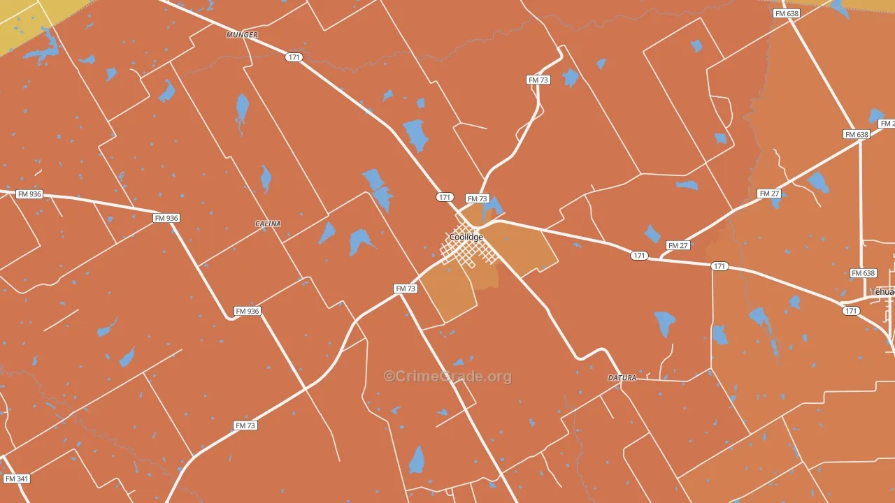 Coolidge, TX Map of Murder Rates