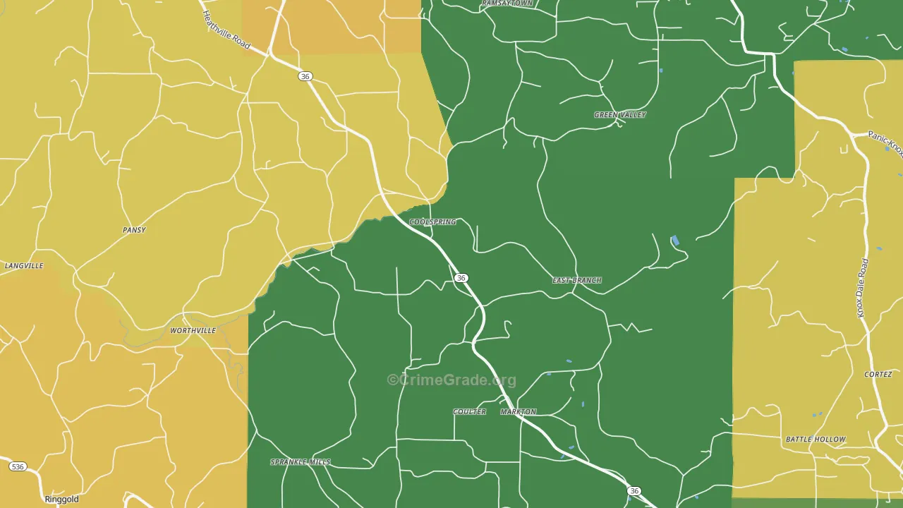 Coolspring, PA Map of Murder Rates