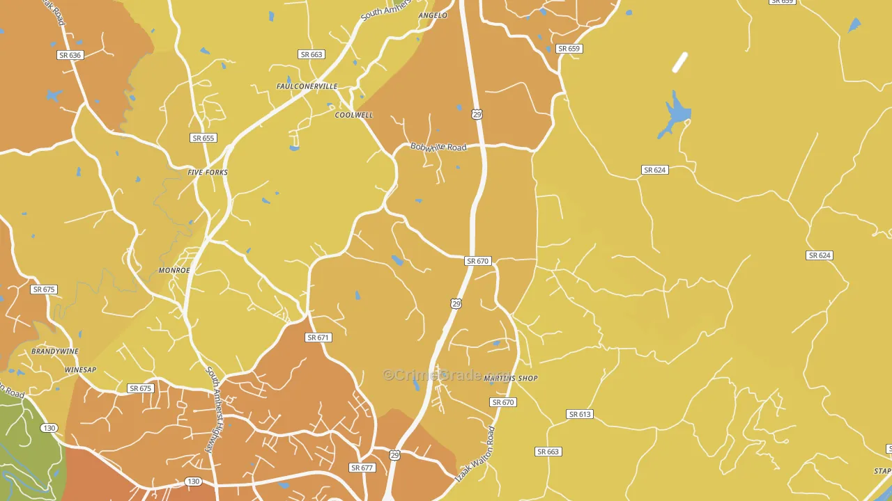 Coolwell, VA Map of Murder Rates
