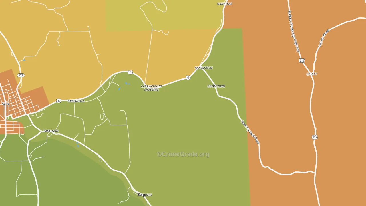Coontown, PA Map of Murder Rates