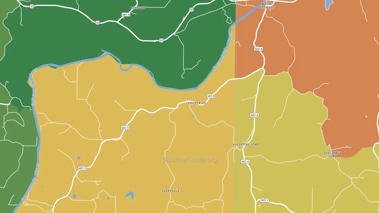 Cooper Hill, MO Map of Murder Rates