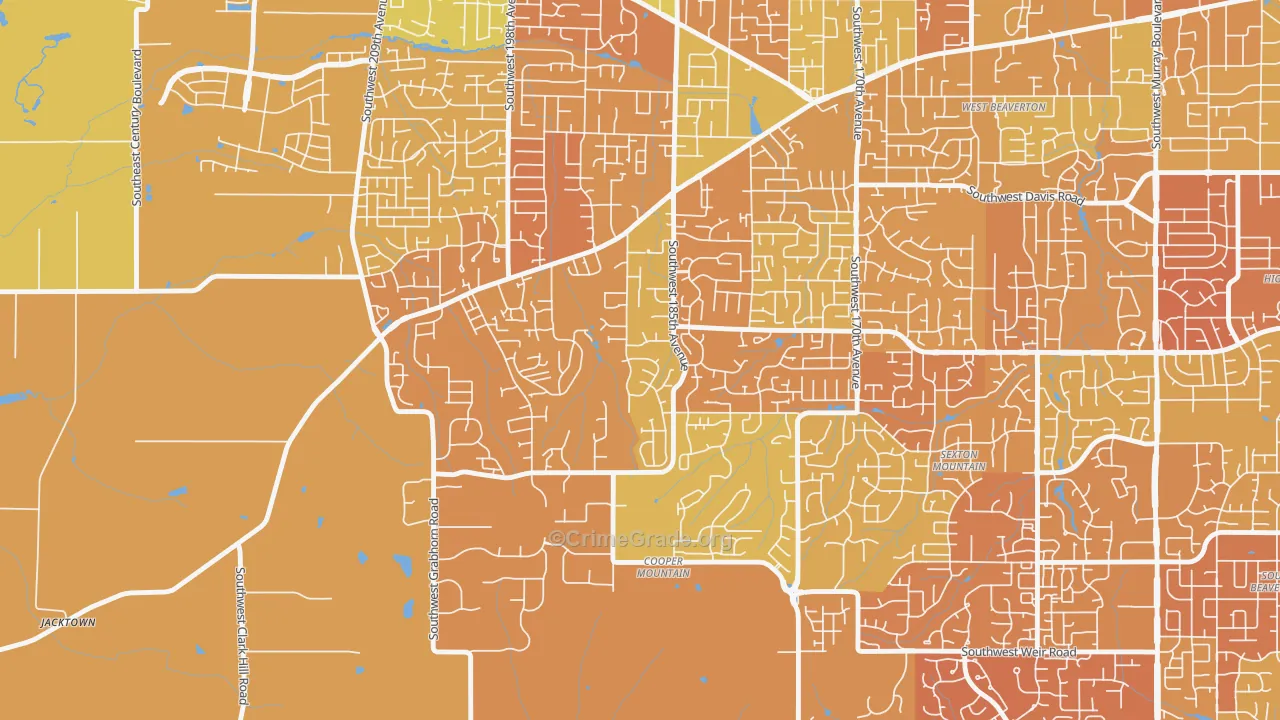Cooper Mountain Aloha South, Beaverton, OR Map of Murder Rates