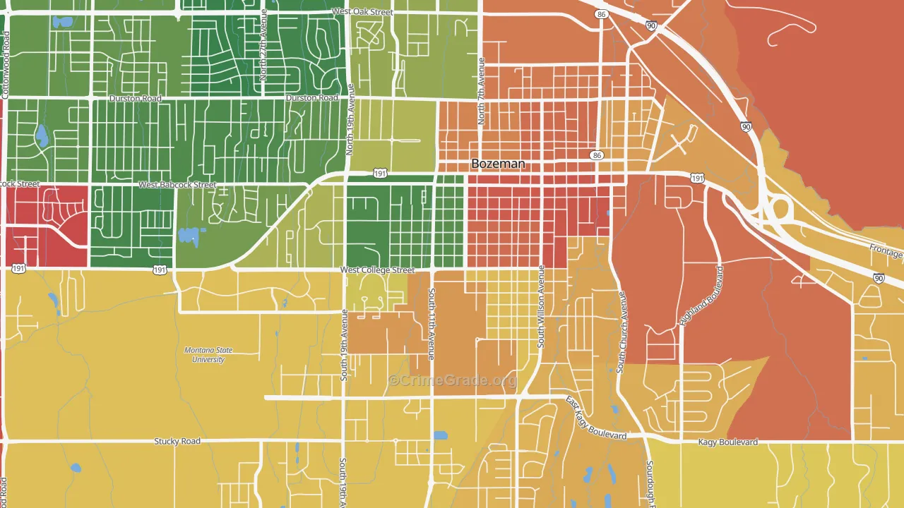Cooper Park, Bozeman, MT Map of Murder Rates