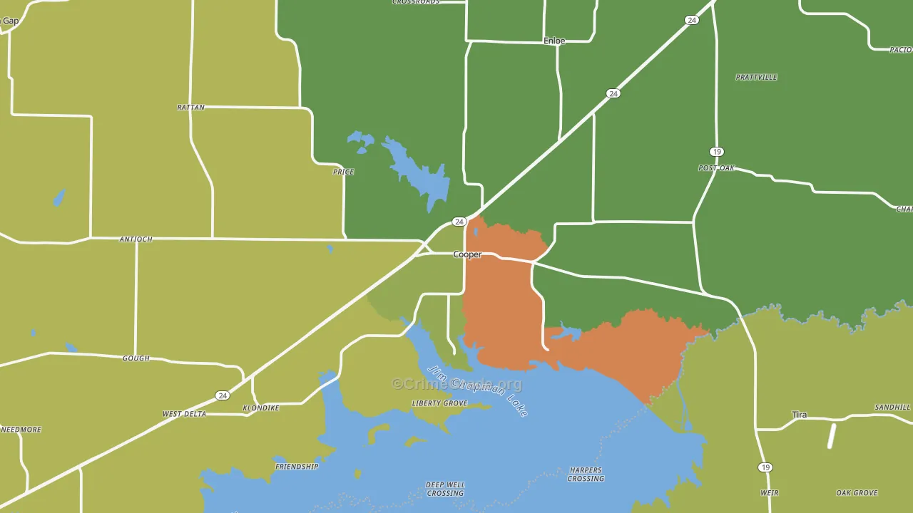 Cooper, TX Map of Murder Rates