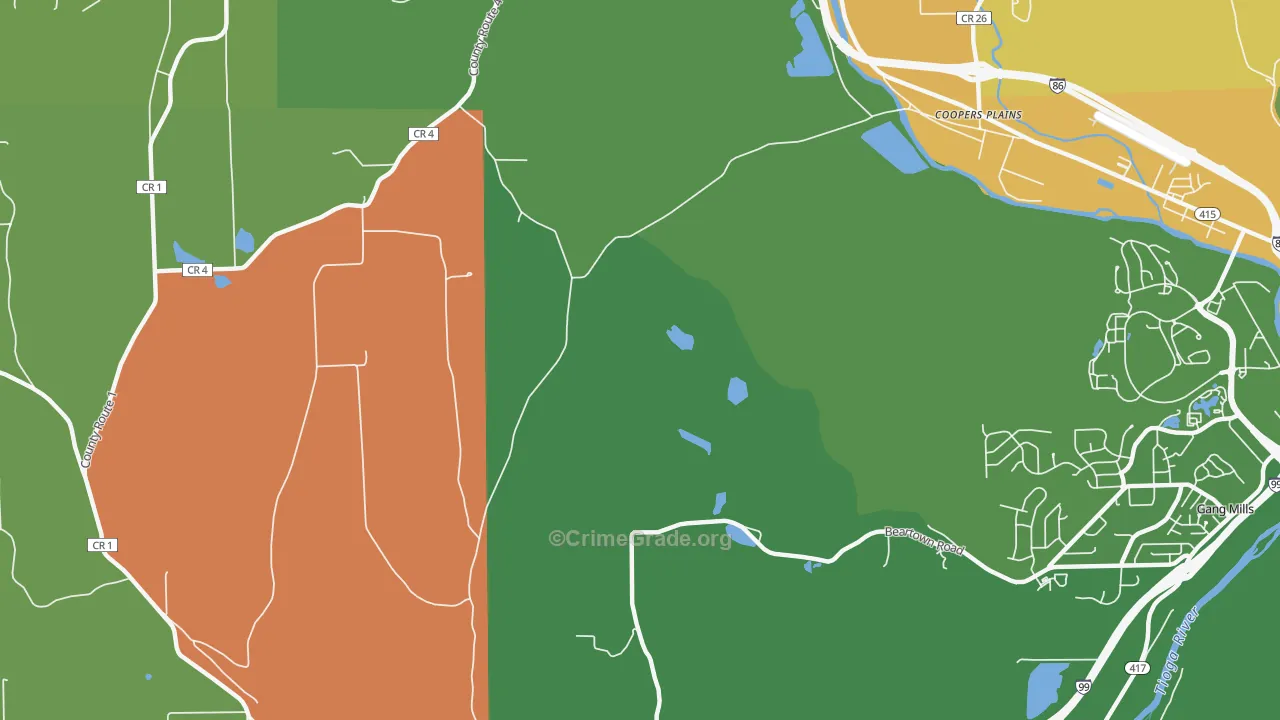 Coopers Plains, NY Map of Murder Rates