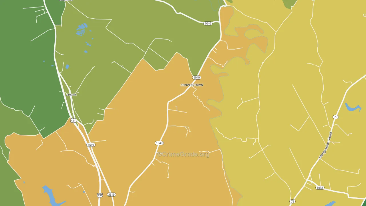Cooperstown, KY Map of Murder Rates
