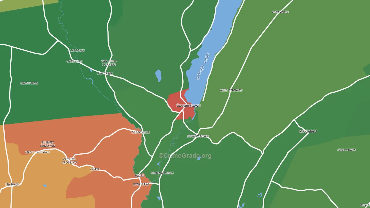 Cooperstown, NY Map of Murder Rates
