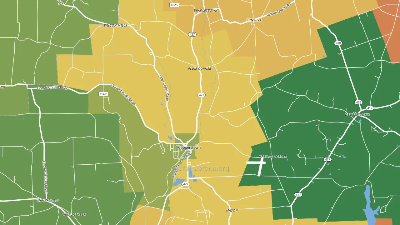 Cooperstown, PA Map of Murder Rates
