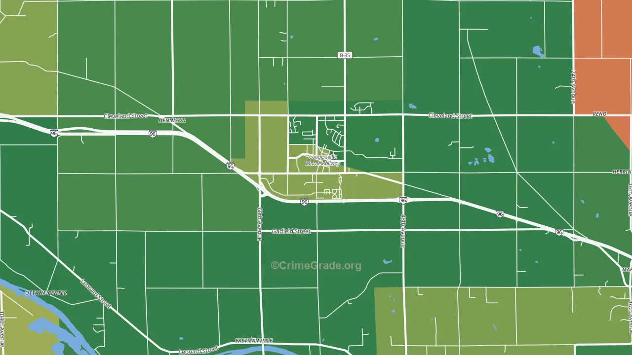 Coopersville, MI Map of Murder Rates