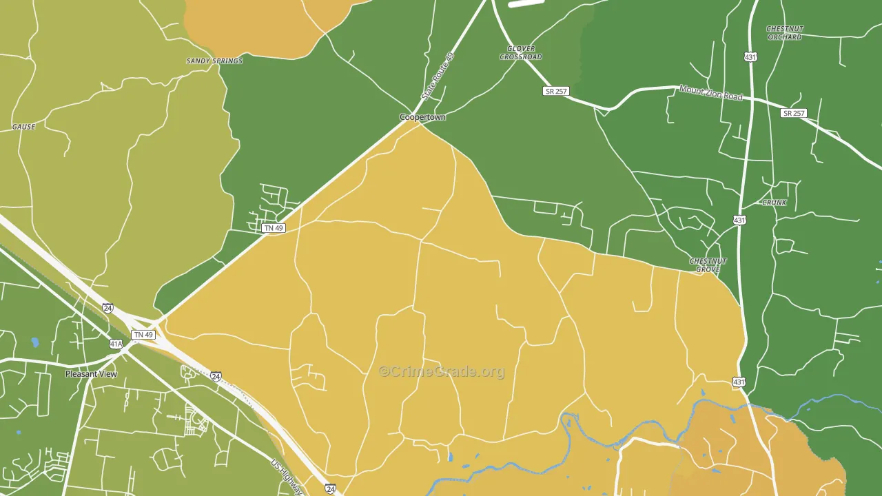 Coopertown, TN Map of Murder Rates