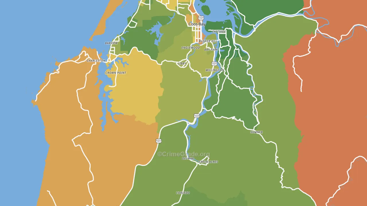 Coos County, OR Map of Murder Rates