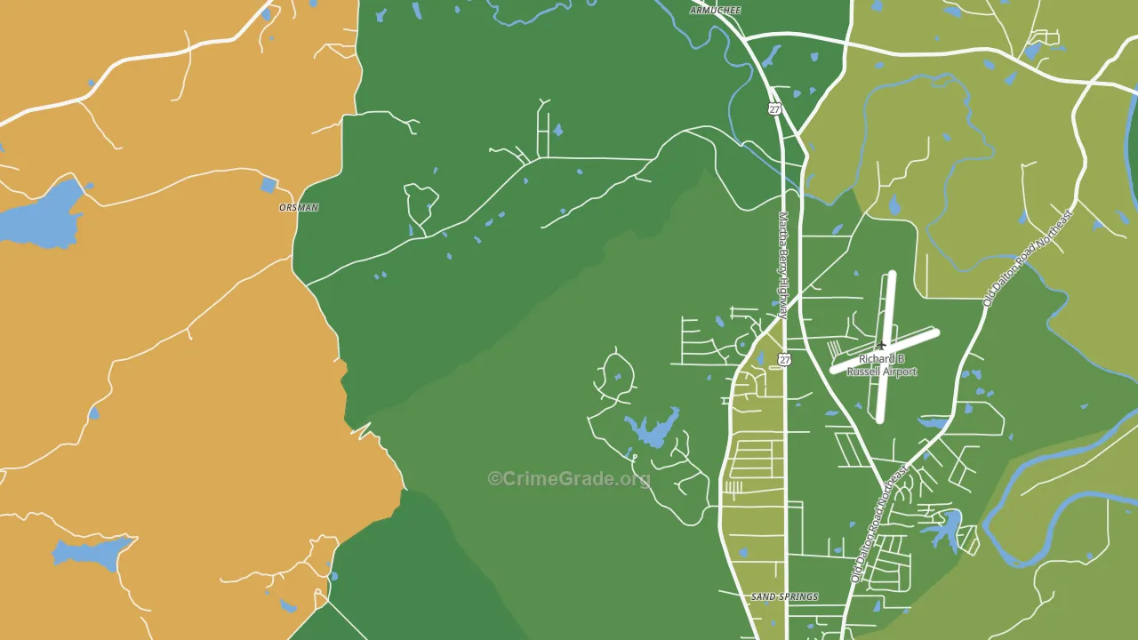 Coosa, GA Map of Murder Rates