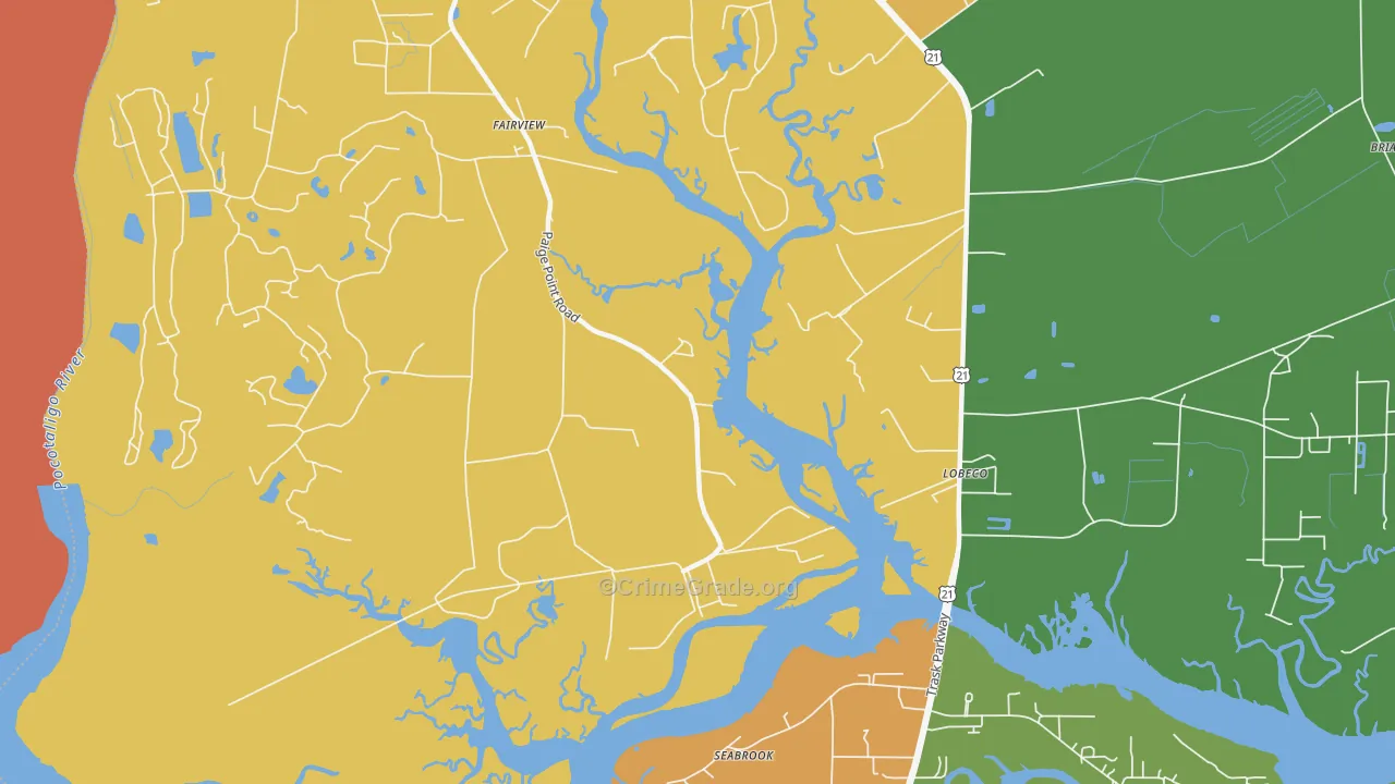 Coosaw, SC Map of Murder Rates