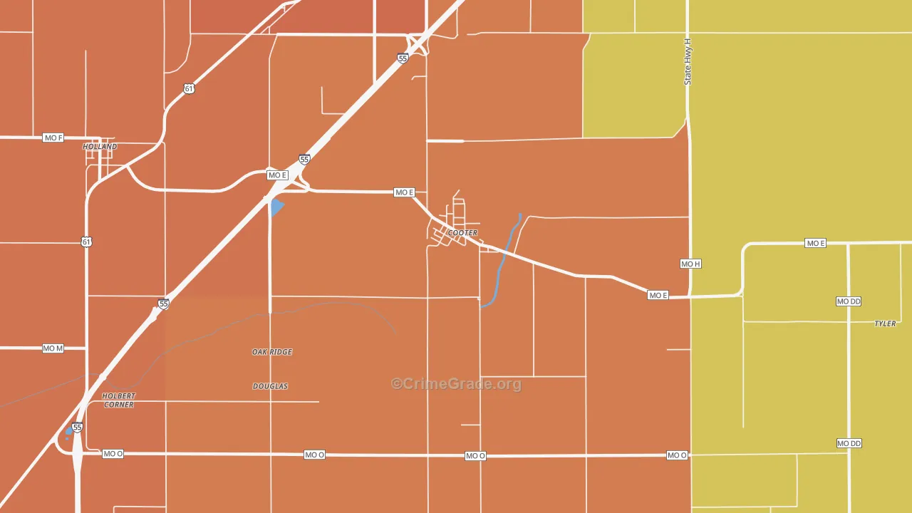 Cooter, MO Map of Murder Rates
