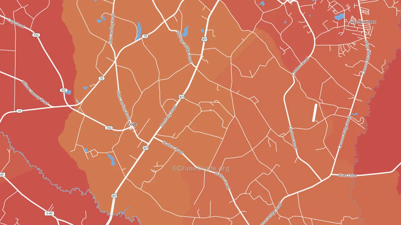 Cope, SC Map of Murder Rates