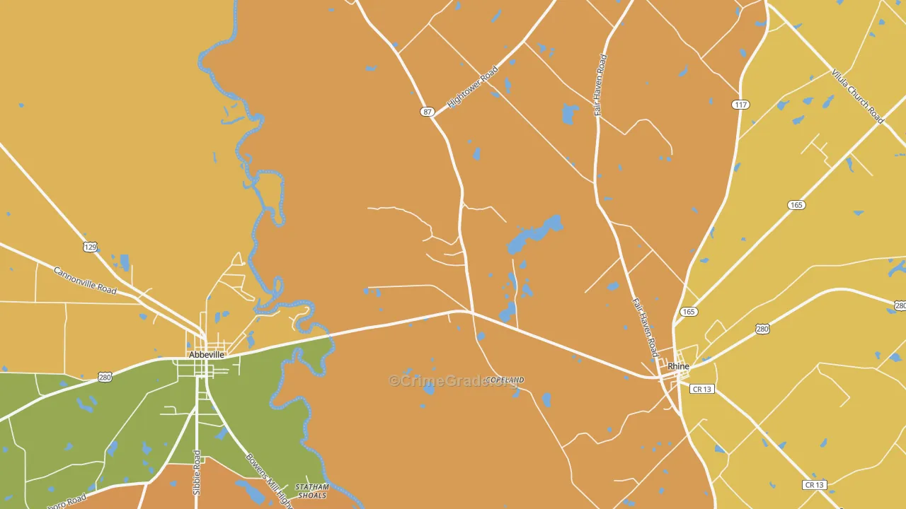 Copeland, GA Map of Murder Rates