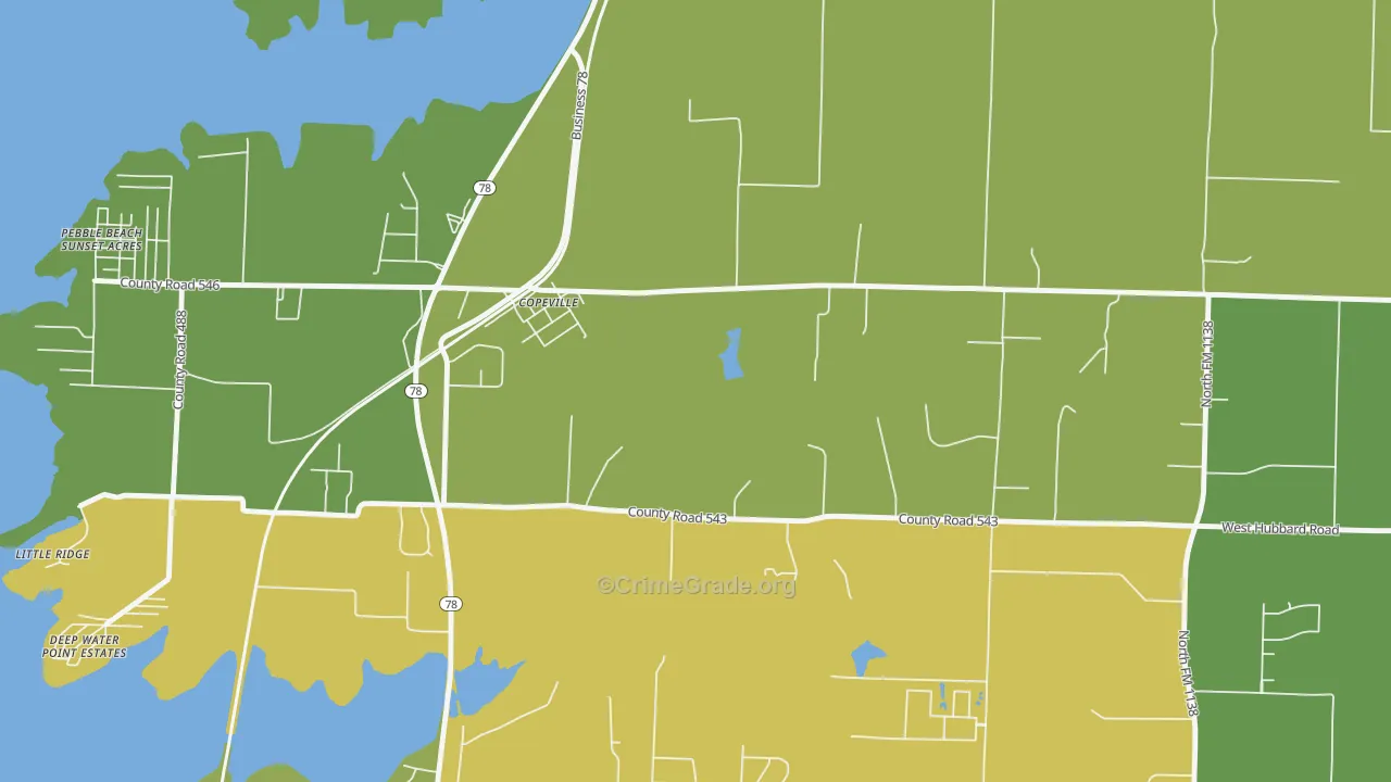 Copeville, TX Map of Murder Rates