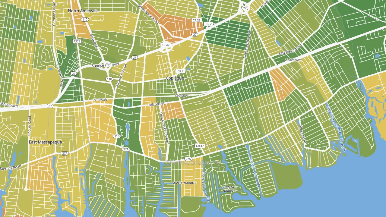Copiague, NY Map of Murder Rates