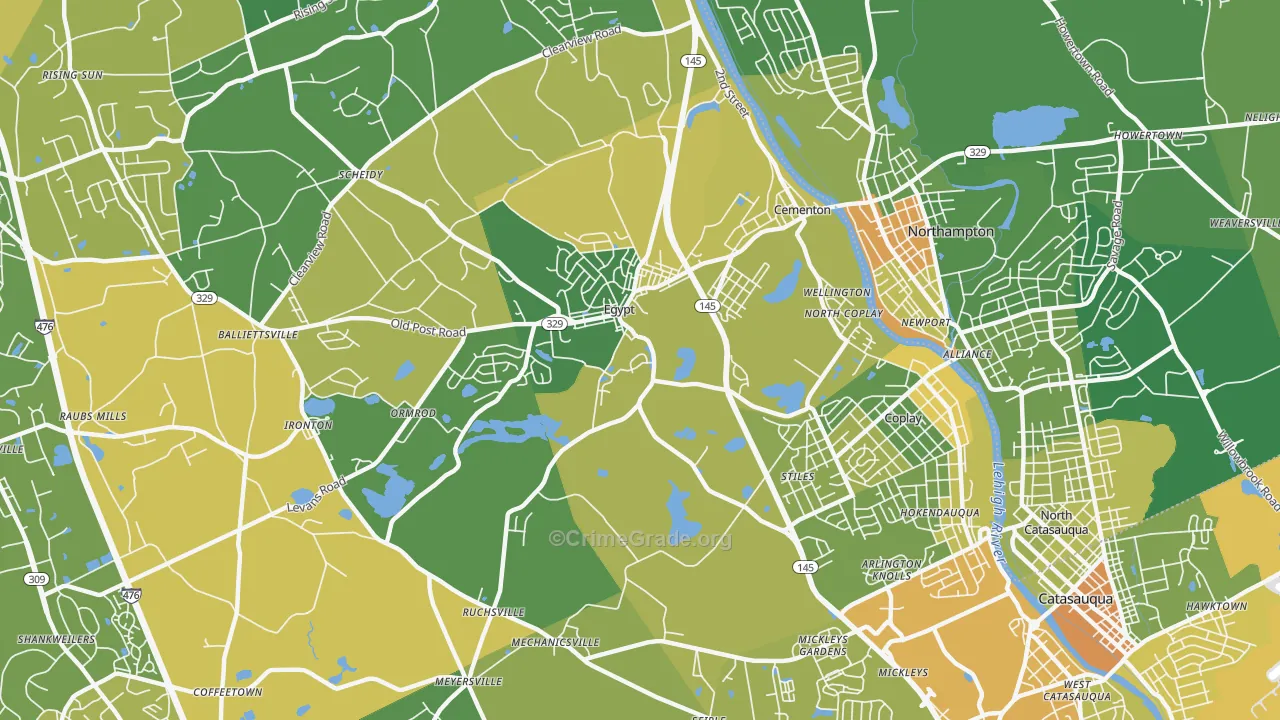 Coplay, PA Map of Murder Rates