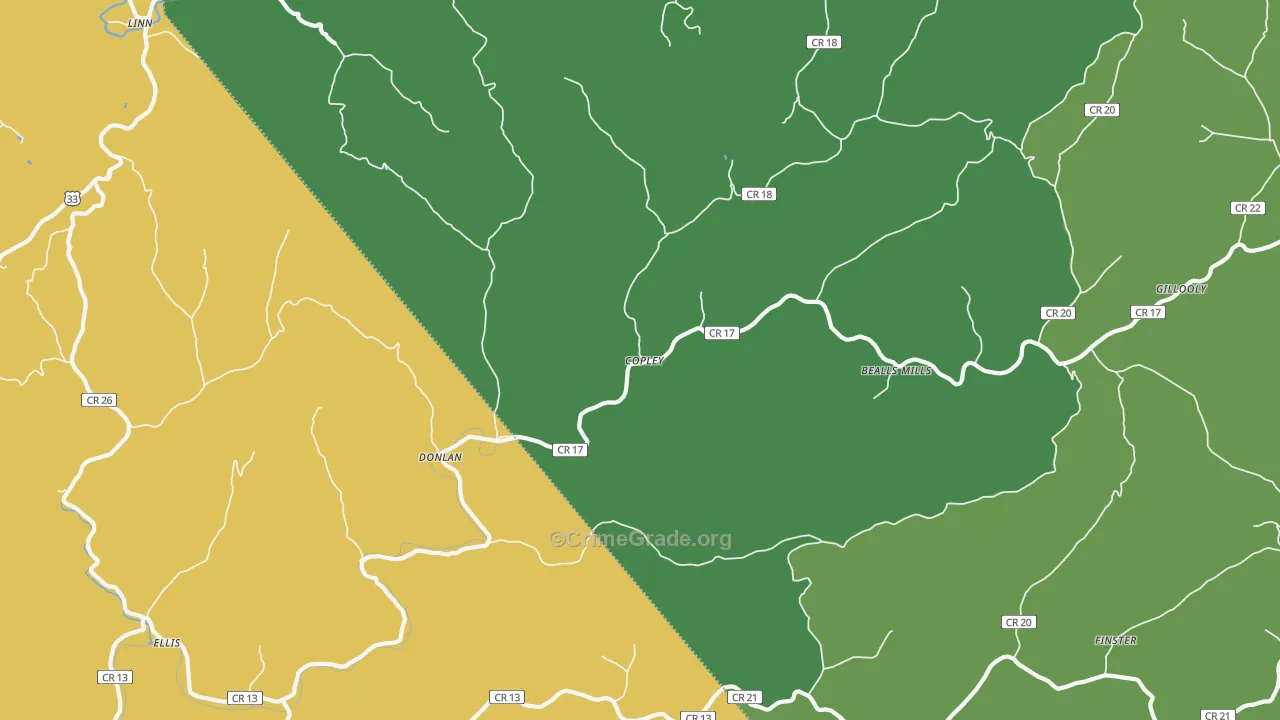 Copley, WV Map of Murder Rates