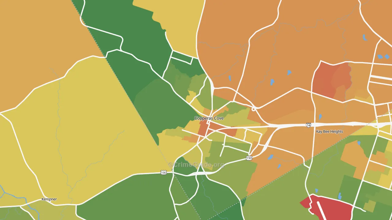 Copperas Cove, TX Map of Murder Rates