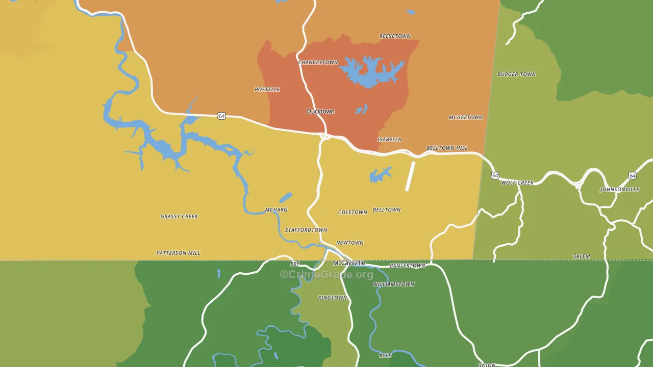 Copperhill, TN Map of Murder Rates
