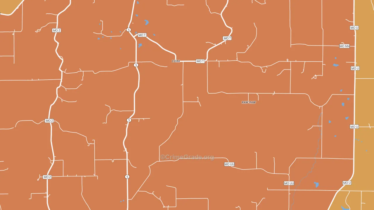 Cora, MO Map of Murder Rates