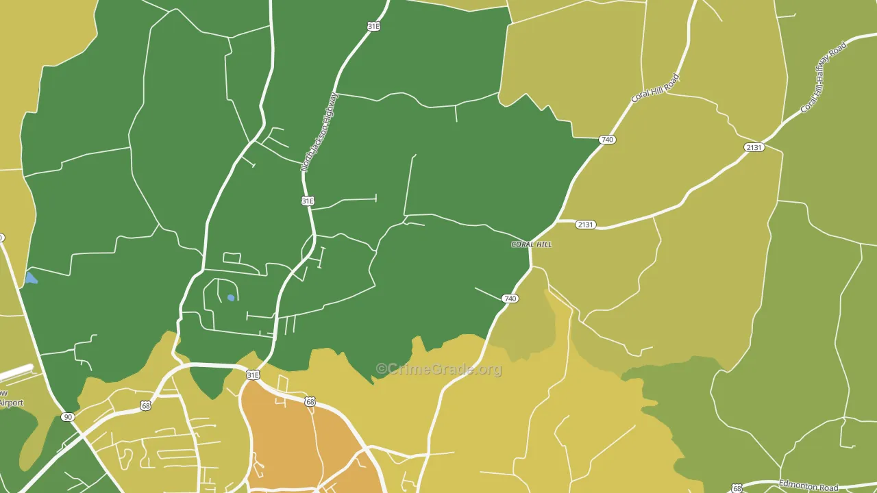 Coral Hill, KY Map of Murder Rates