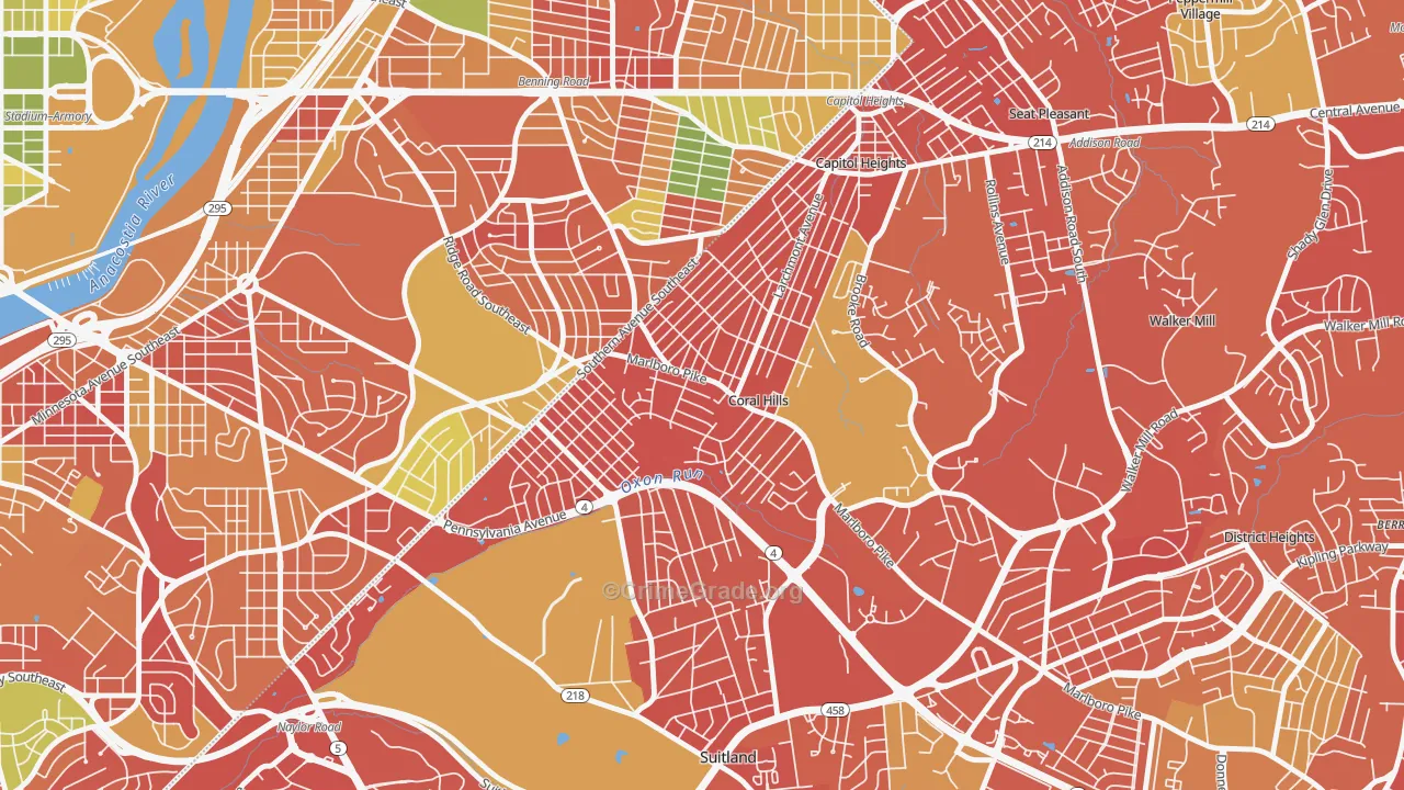 Coral Hills, MD Map of Murder Rates