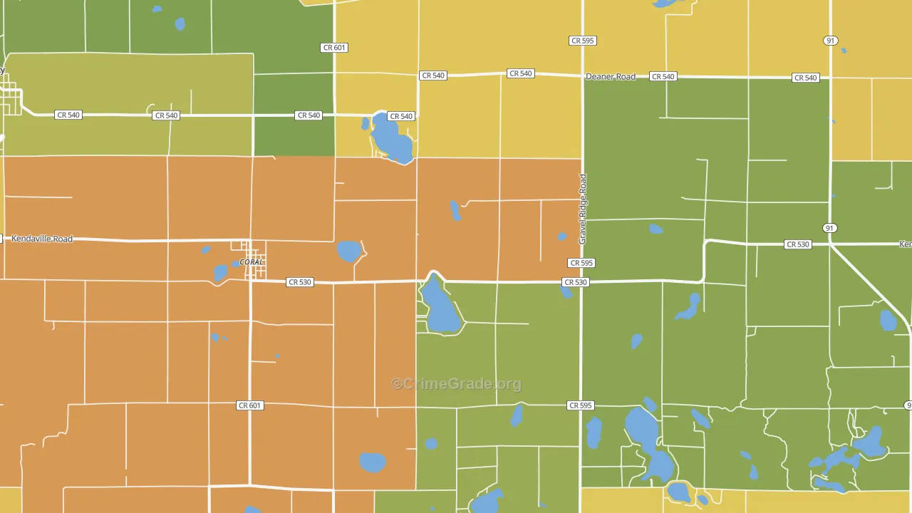 Coral, MI Map of Murder Rates