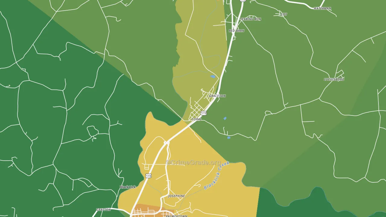 Coral, PA Map of Murder Rates