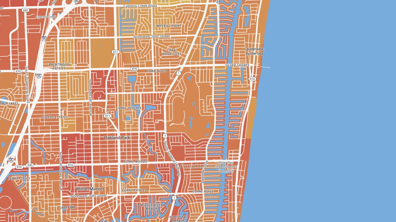 Coral Ridge Country Club Estates, Fort Lauderdale, FL Map of Murder Rates