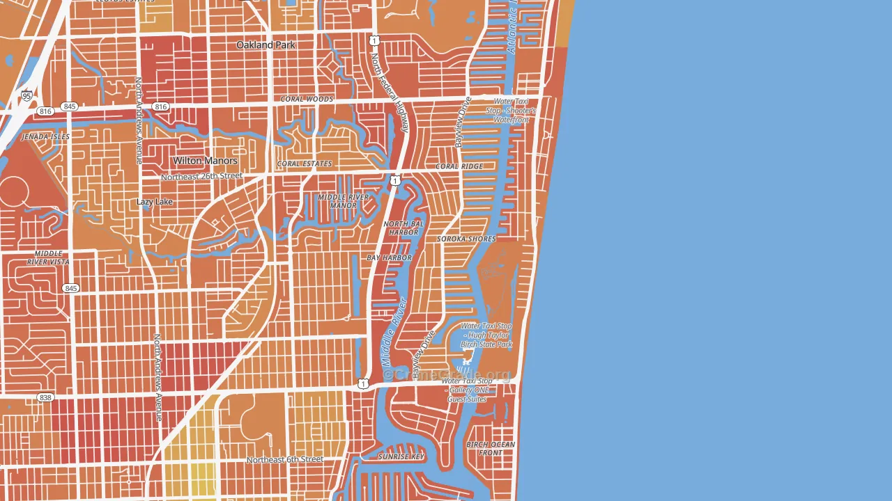 Coral Ridge, Fort Lauderdale, FL Map of Murder Rates