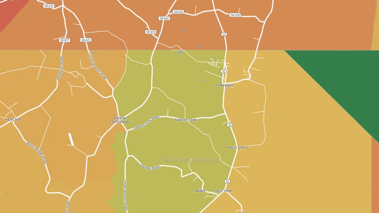 Corapeake, NC Map of Murder Rates