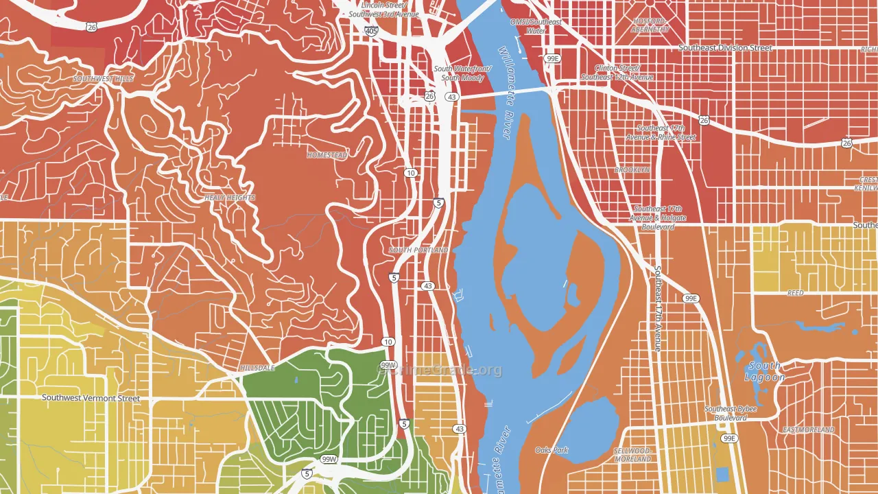 Corbett-Terwilliger-Lair Hill, Portland, OR Map of Murder Rates