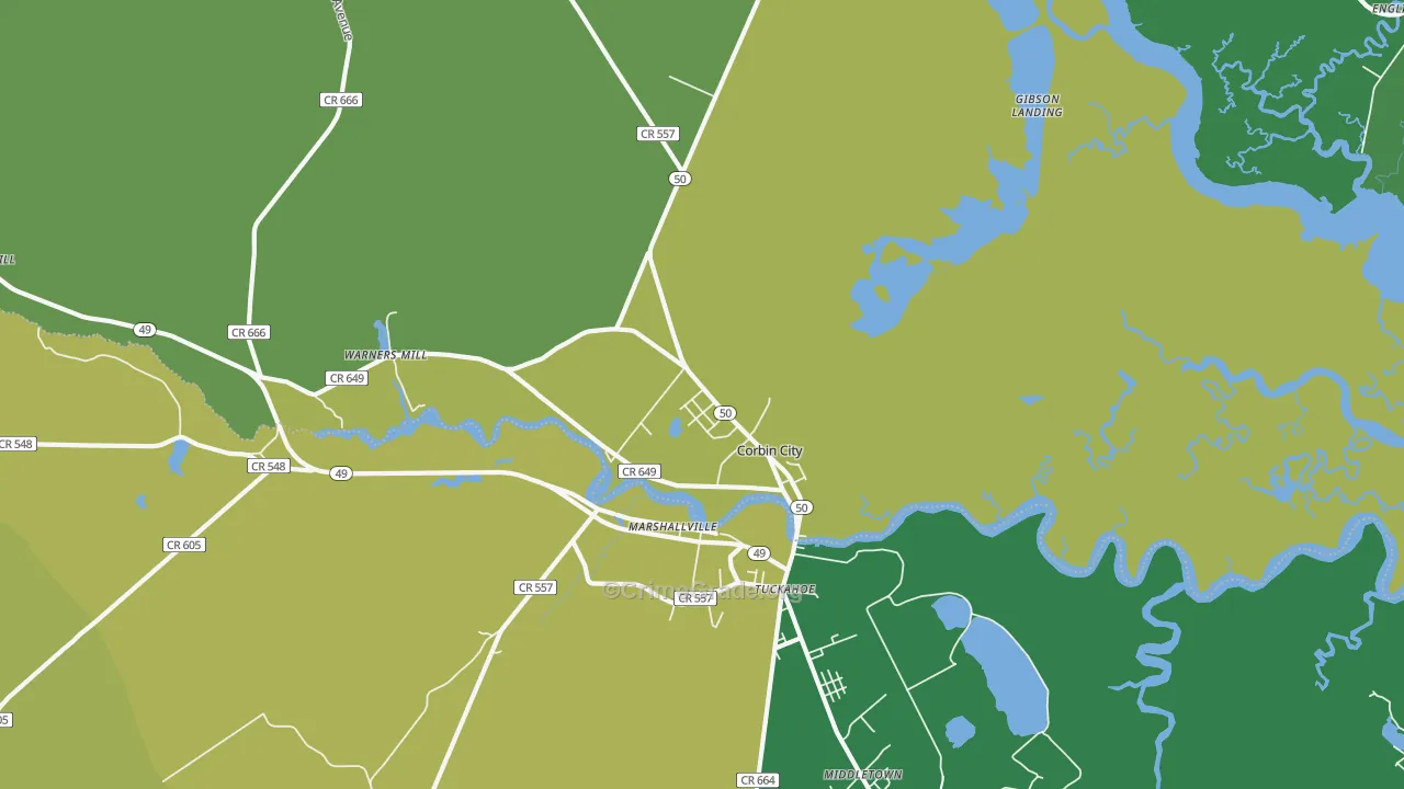 Corbin City, NJ Map of Murder Rates