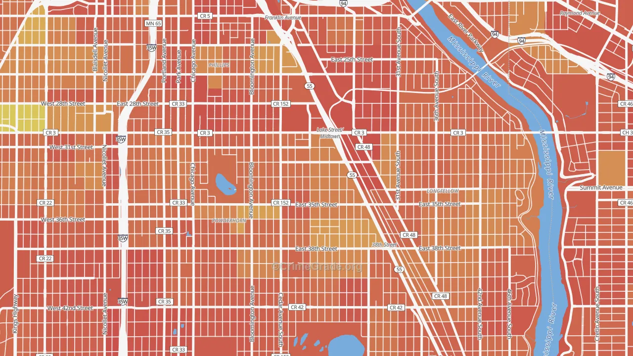 Corcoran, Minneapolis, MN Map of Murder Rates