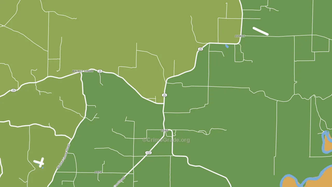 Cord, AR Map of Murder Rates