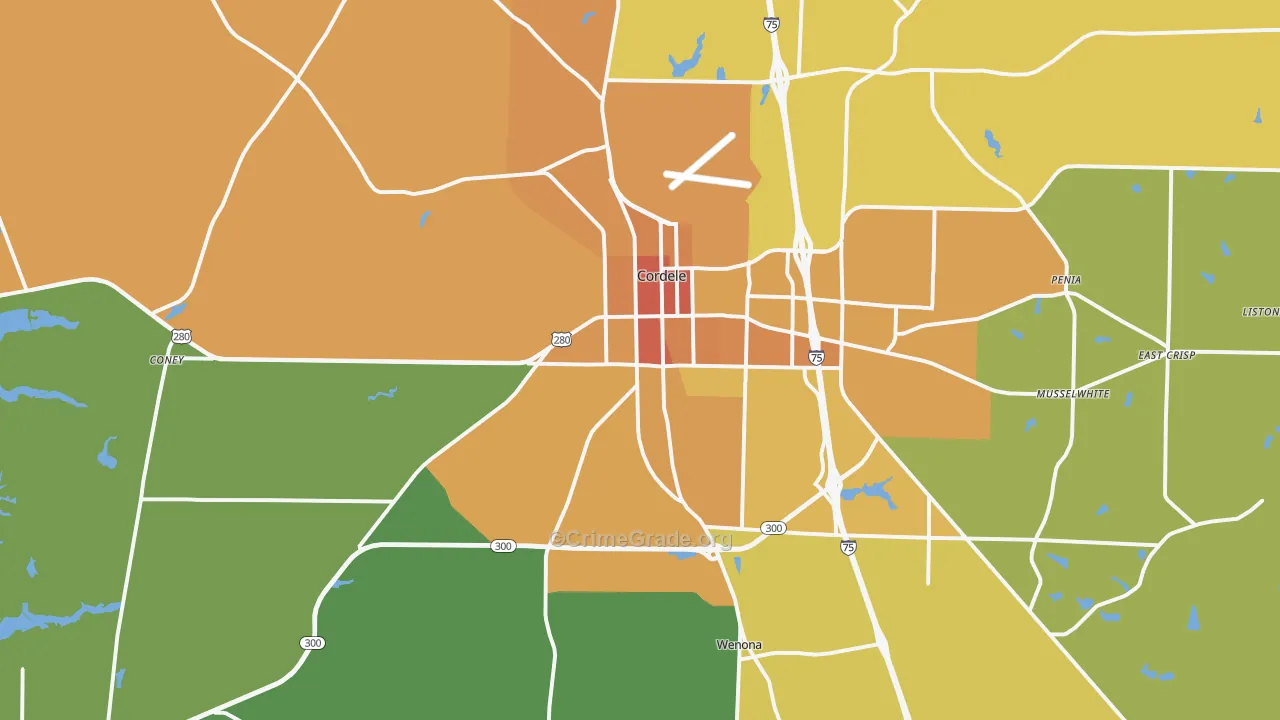 Cordele, GA Map of Murder Rates