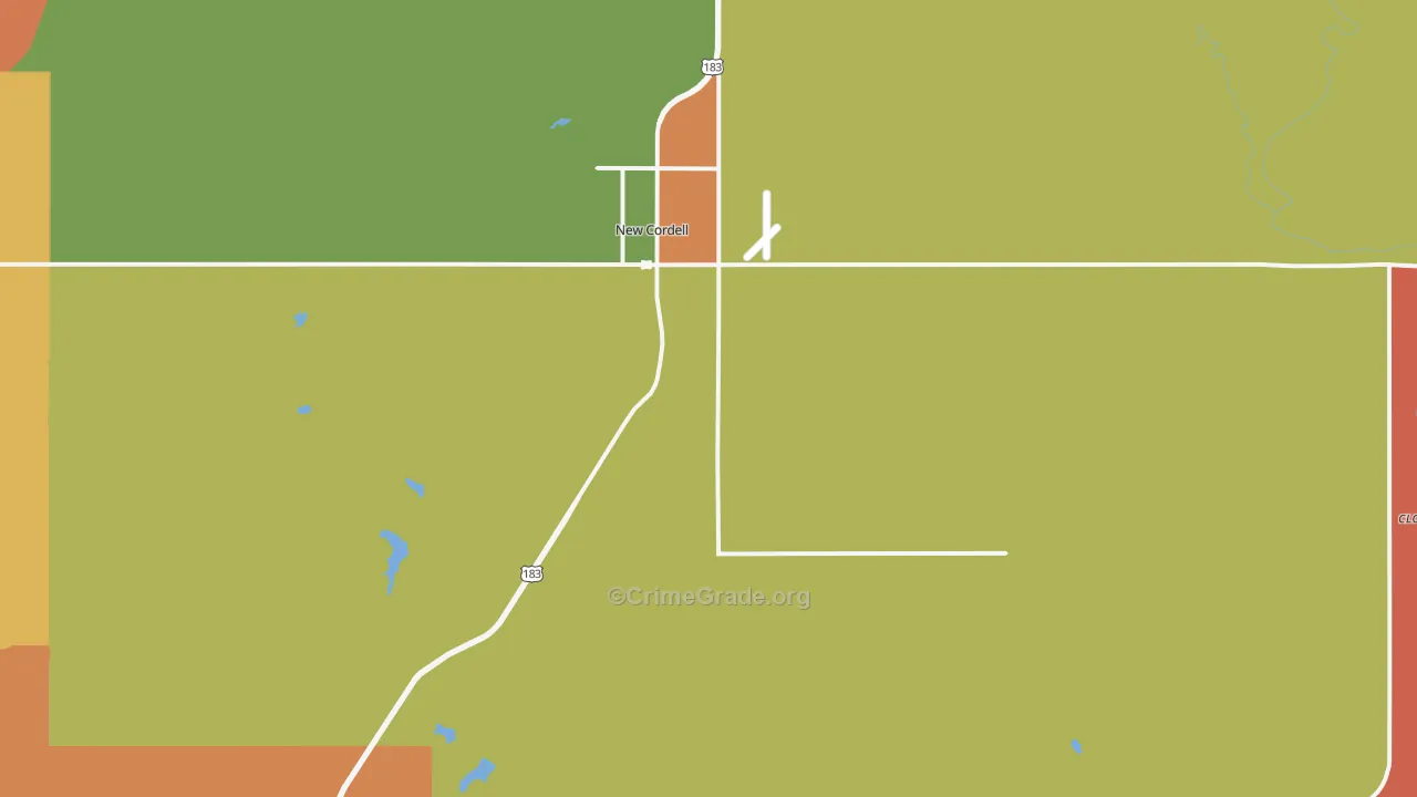 Cordell, OK Map of Murder Rates
