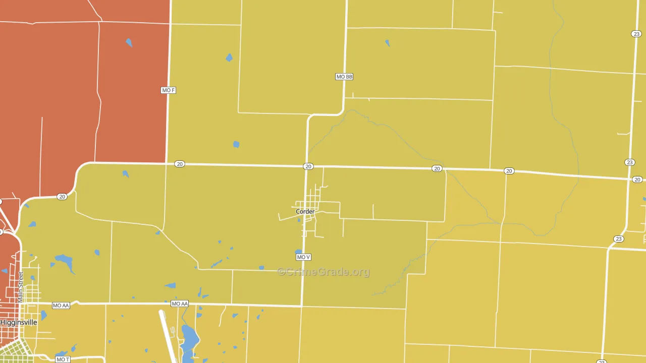 Corder, MO Map of Murder Rates