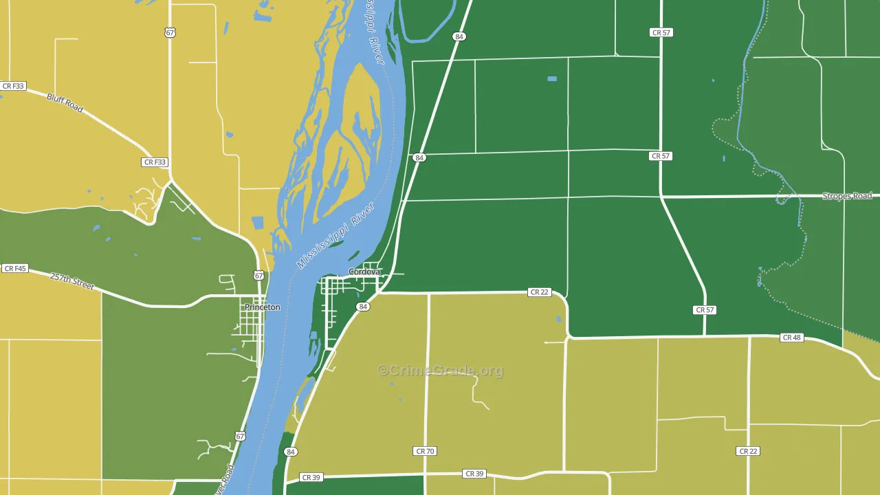 Cordova, IL Map of Murder Rates