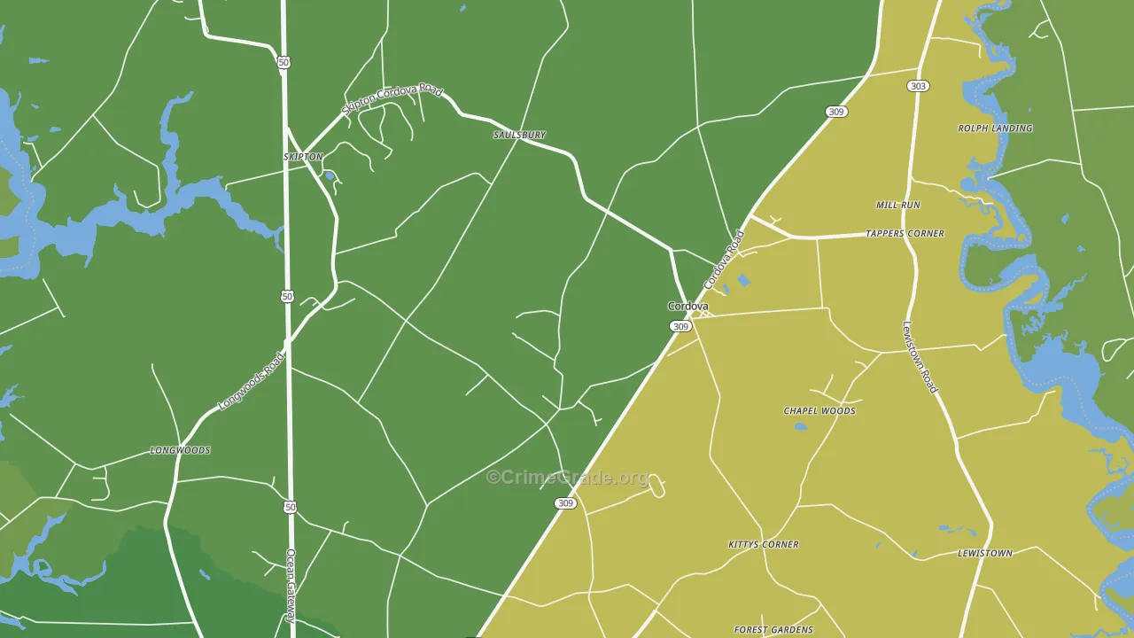 Cordova, MD Map of Murder Rates
