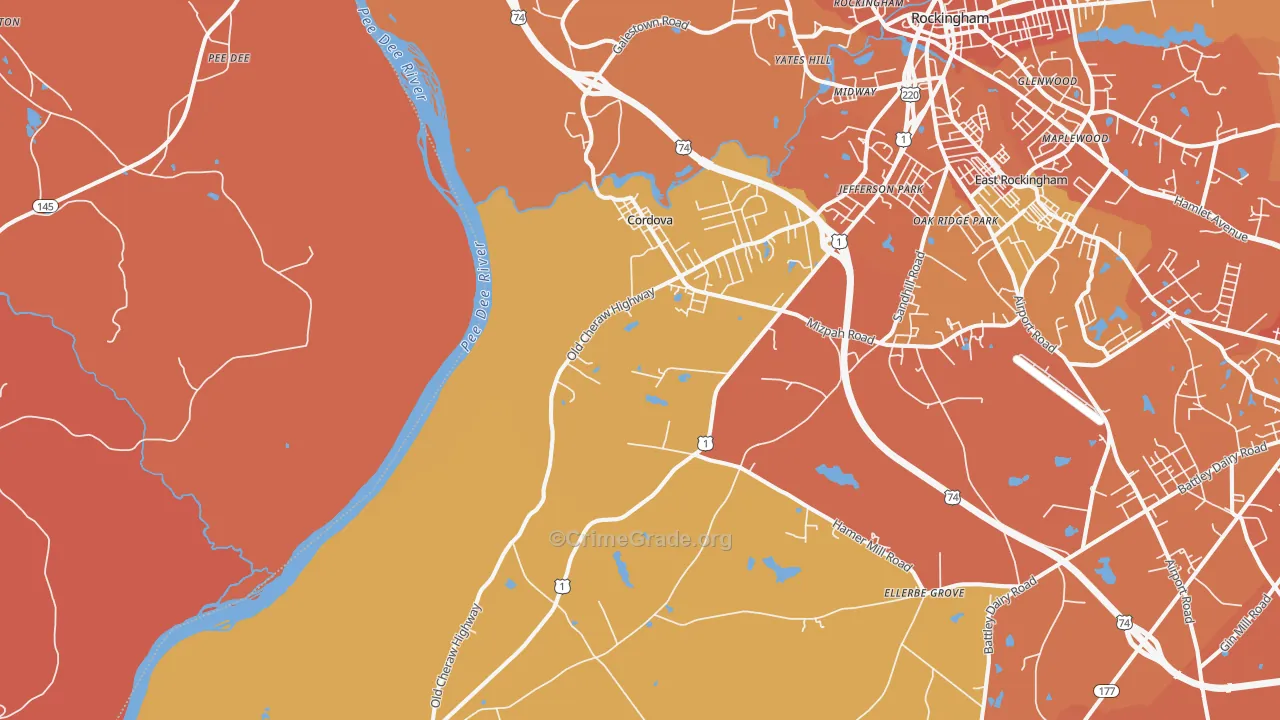 Cordova, NC Map of Murder Rates