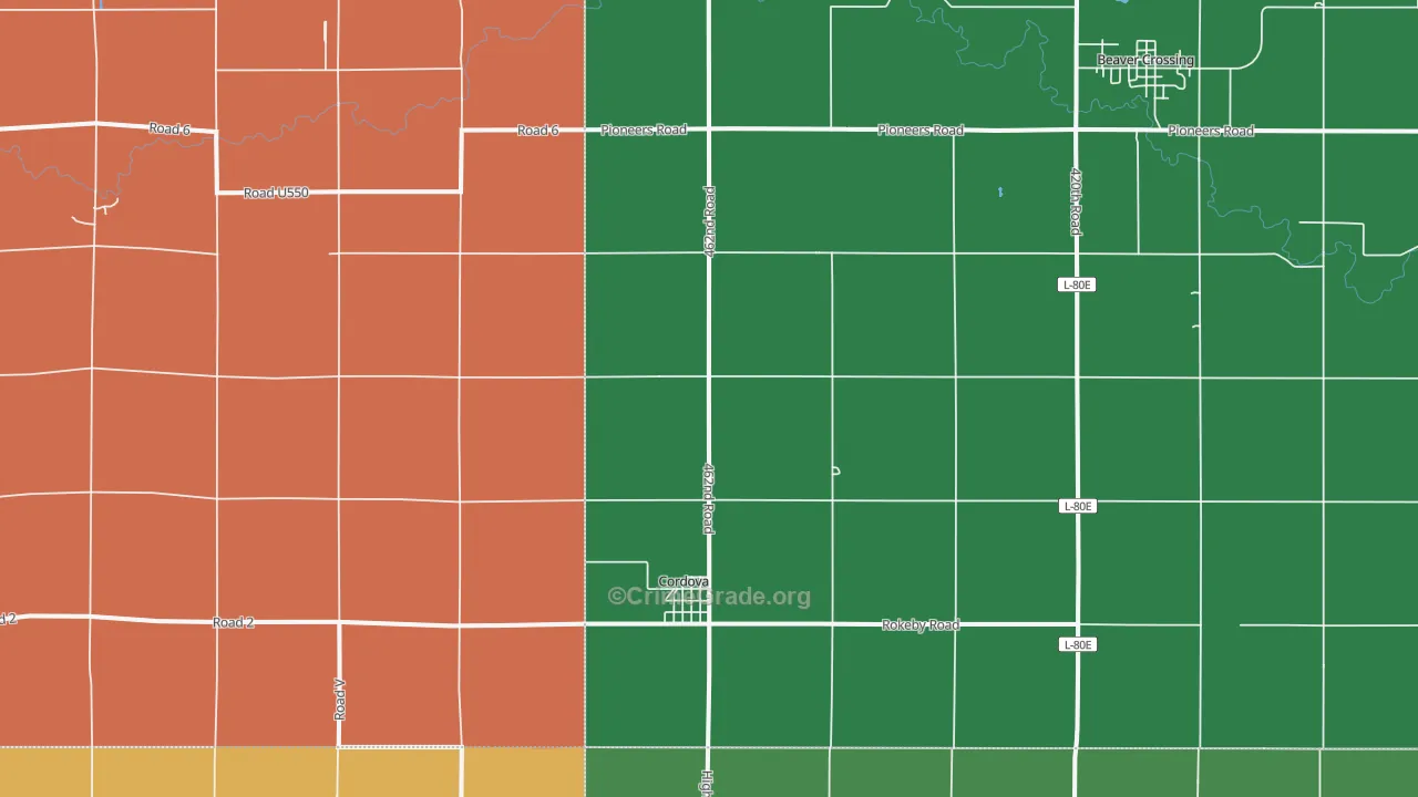 Cordova, NE Map of Murder Rates
