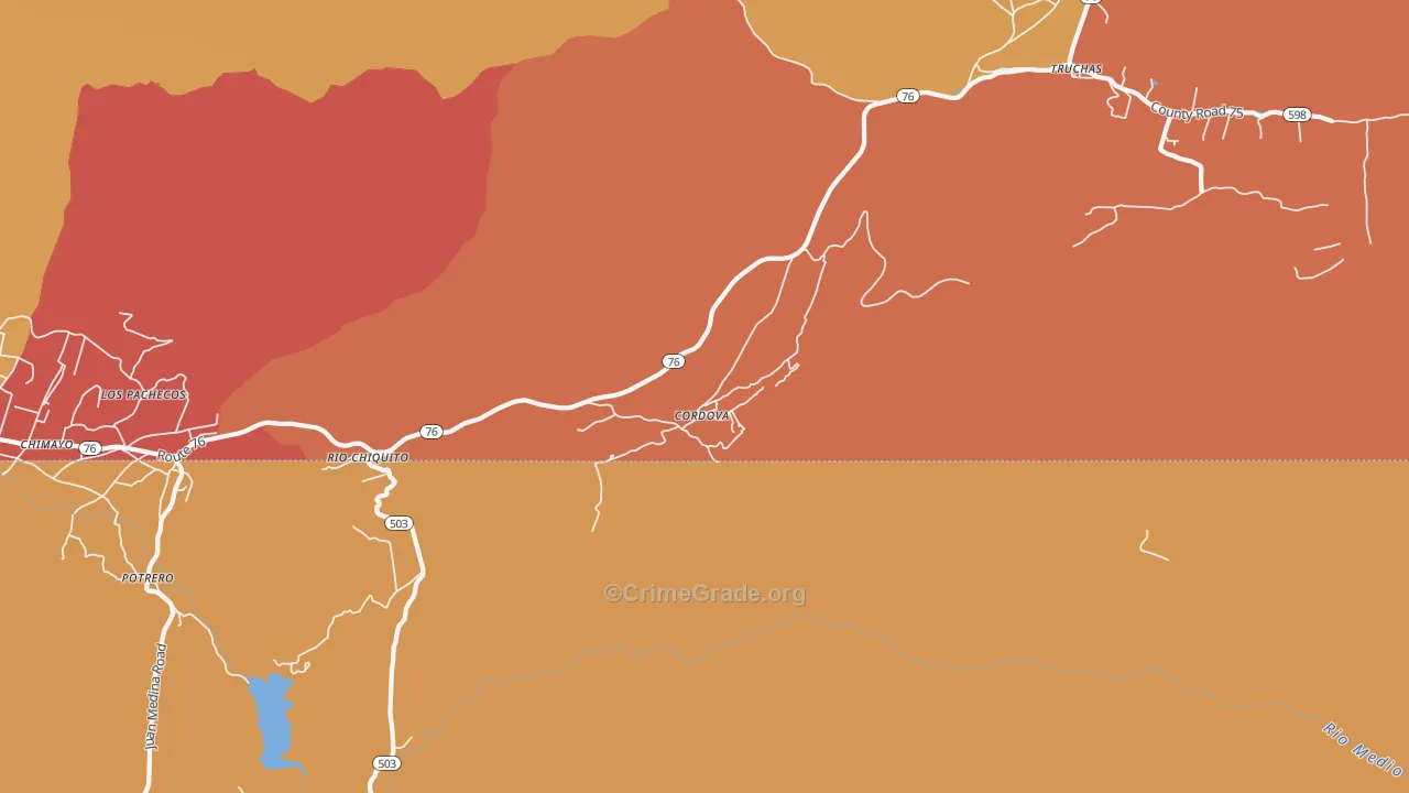 Cordova, NM Map of Murder Rates